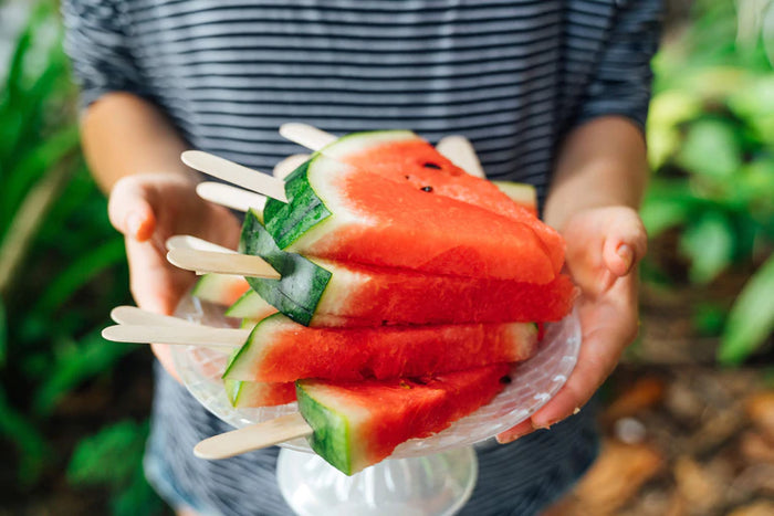 Watermelon slices with lime seasoning