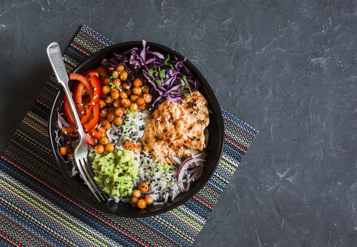 Fresh chicken and rice salad