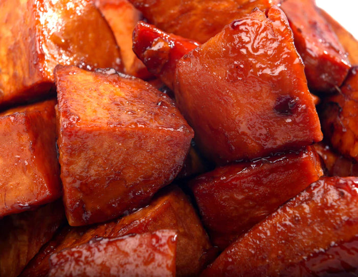 True Lemon Maple-Glazed Sweet Potatoes