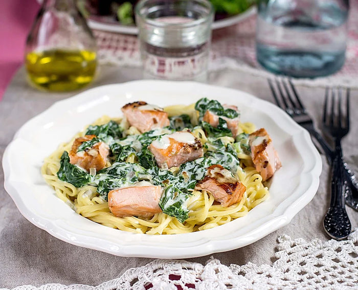 True Lemon Spaghetti with Salmon & Basil