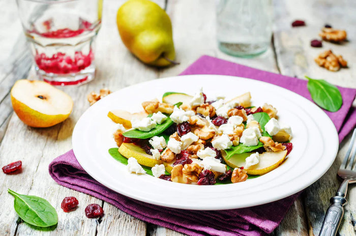 Spinach Salad with Poached Pears