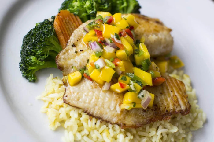 Tilapia with Peach Mango Salsa