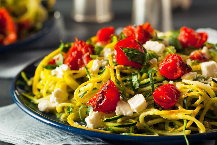 Pesto Squash Noodles and Spaghetti