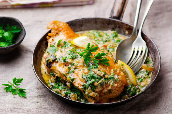 Skillet Chicken with True Lemon Garlic Cream Sauce