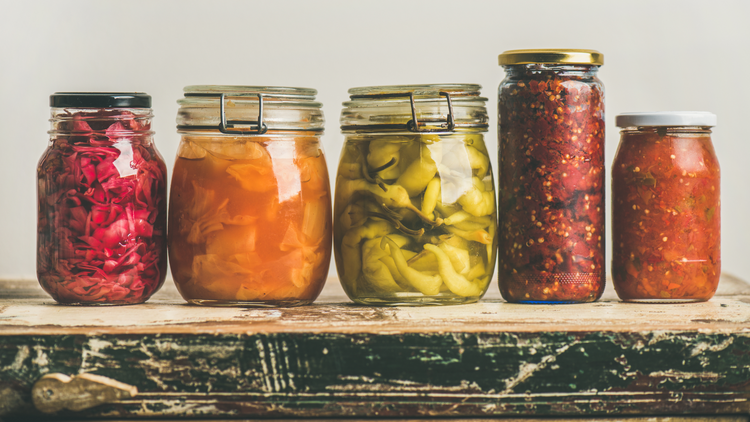 A row of canned foods, preserved with True Lemon. 