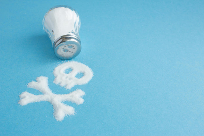 salt spilled to look like a skull and crossbones