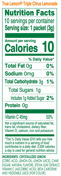 True Lemon Triple Citrus Lemonade NLEA